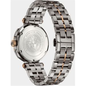 Versace, Accessoires, Heren, Veelkleurig, ONE Size, Chronograph Staal Armband Grijs Brons Horloge