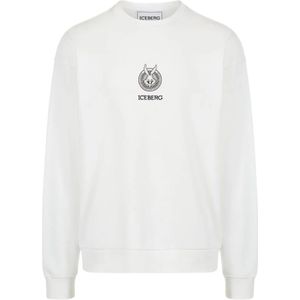 Iceberg, Sweatshirts & Hoodies, Heren, Beige, XL, Katoen, Sweatshirt met logo en cartoon graphics