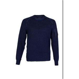 C.p. Company, Lange mouwen katoenen trui met ronde hals - Raglanmouw - Regular fit Blauw, Heren, Maat:S