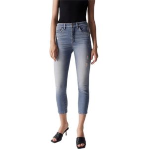 Salsa, Slim Cropped Faith Jeans Blauw, Dames, Maat:W27 L28