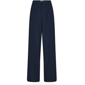 Copenhagen Muse, Broeken, Dames, Blauw, S, Polyester, Wijde Pinstripe Tailor Broek in Salute Navy