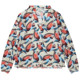 Munthe, Top met abstracte print en pofmouwen Veelkleurig, Dames, Maat:L