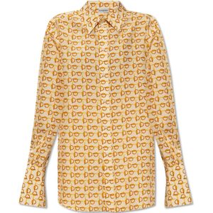 Burberry, Blouses & Shirts, Dames, Beige, 3Xs, Zijden overhemd