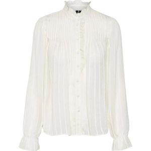 Vero Moda, GEA Lange Mouw Geweven Shirt Berk Wit, Dames, Maat:M