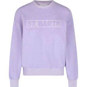 Saint Barth, Truien, Dames, Paars, M, Katoen, Lila Varsity Sweater Stardust Stijl