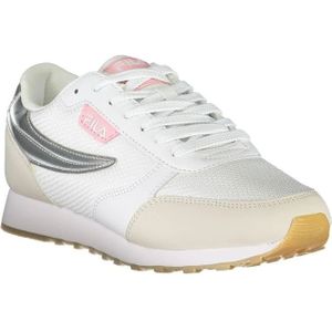 Fila, Schoenen, Dames, Wit, 42 EU, Leer, Elegante Sportschoenen met Zilveren Accenten