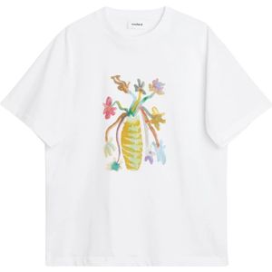 Soulland, Tops, unisex, Wit, L/Xl, Katoen, Biologisch Katoen Bloemen T-shirt
