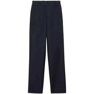 Lanvin, Broeken, Heren, Blauw, L, Blauwe Rechte Elastische Taille Broek