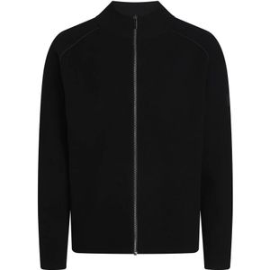 Calvin Klein, Sweatshirts & Hoodies, Heren, Zwart, S, Polyester, Zwarte Cardigan voor Heren