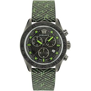 Versace, Greca Dome Chrono Leren Band Horloge Veelkleurig, Heren, Maat:ONE Size