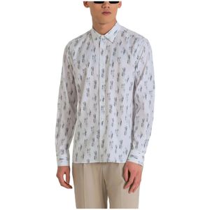 Antony Morato, Overhemden, Heren, Wit, S, Katoen, Barcelona Overhemd met Lange Mouwen - Lente/Zomer Collectie