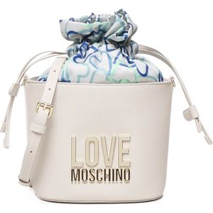 Love Moschino, Tassen, Dames, Wit, ONE Size, Bucket Style Tas met Pareltextuur