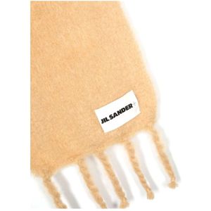 Jil Sander, Accessoires, Dames, Beige, ONE Size, Wol, Gebreide Mohair-Wollen Sjaal