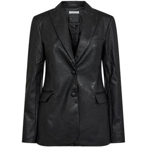 Designers Remix, Getailleerde Slim Fit Blazer Zwart, Dames, Maat:M