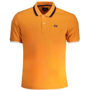 La Martina, Tops, Heren, Oranje, S, Katoen, Slim Fit Polo Shirt met Contrastdetails