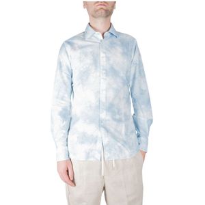 Xacus, Overhemden, Heren, Blauw, XL, Tie Dye Flower Print Shirt