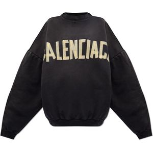 Balenciaga, Sweatshirts & Hoodies, Dames, Zwart, L, Katoen, Vintage Effect Sweatshirt