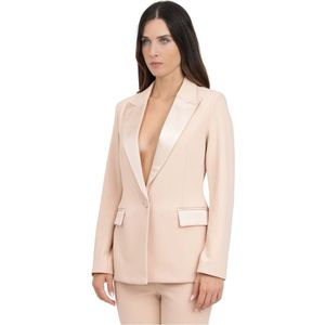 ViCOLO, Jassen, Dames, Beige, XS, Polyester, Roze Single-Breasted Damesjasje