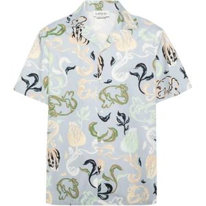 Lanvin, Overhemden, Heren, Veelkleurig, M, Katoen, Bloemenprint Bowling Shirt