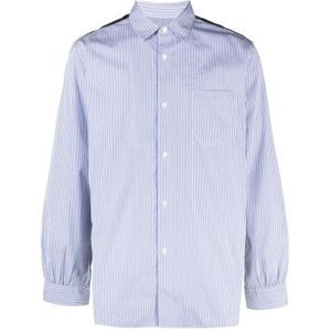 Junya Watanabe, Overhemden, Heren, Veelkleurig, L, Katoen, Grafisch Bedrukte Panelled Buttoned Shirt
