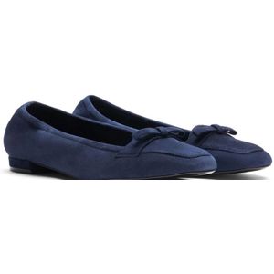 Stuart Weitzman, Schoenen, Dames, Blauw, 41 EU, Suède, Elastische Loafer met Vrouwelijke Boogaccent