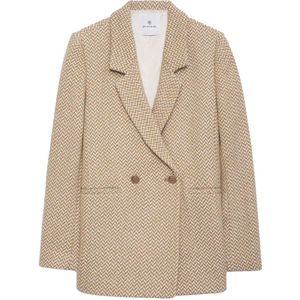 Anine Bing, Fishbone Blazer A-01-2001-000 Tan Veelkleurig, Dames, Maat:S