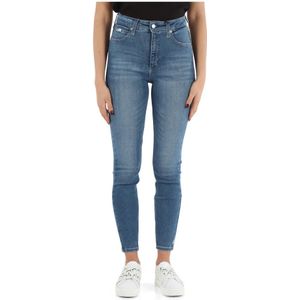 Calvin Klein Jeans, Jeans, Dames, Blauw, W25, Katoen, Super Skinny Ankle Jeans