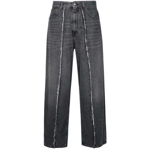 MM6 Maison Margiela, Jeans, Heren, Zwart, W33, Katoen, Hoge taille katoenen jeans