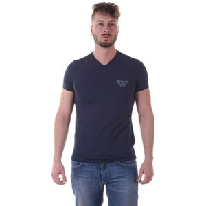 Armani Jeans, Tops, Heren, Blauw, L, Katoen, Casual Logo Print Top
