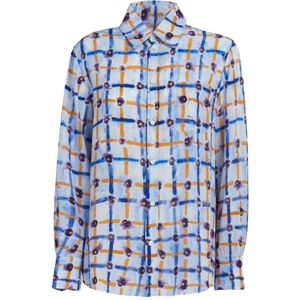 Marni, Blouses & Shirts, Dames, Veelkleurig, S, Cr de chine overhemd met saraband print