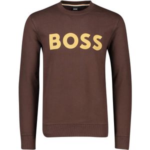 Hugo Boss, Sweatshirts & Hoodies, Heren, Bruin, XL, Katoen, Bruine Geprinte Trui