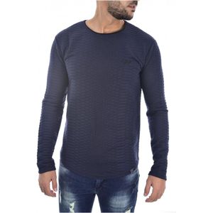 Goldenim paris, Sweatshirts & Hoodies, Heren, Blauw, M, Katoen, Gestructureerde Blauwe Sweater