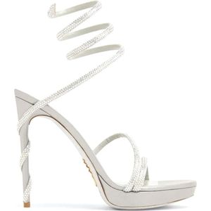 René Caovilla, Schoenen, Dames, Grijs, 39 1/2 EU, Grijze Strappy Sandalen