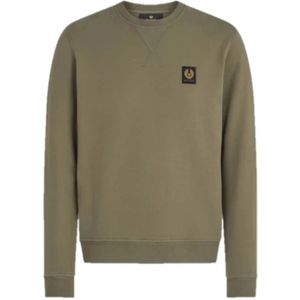 Belstaff, Sweatshirts & Hoodies, Heren, Groen, S, Katoen, Klassieke Olive Sweatshirt van Bouclé Katoen