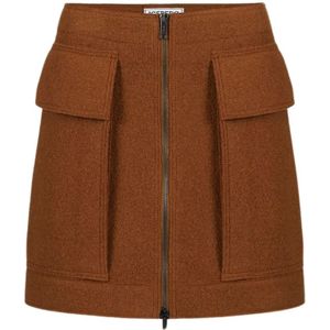 Iceberg, Rokken, Dames, Beige, L, Wol, Bouclé Wollen Rok met Heupzakken