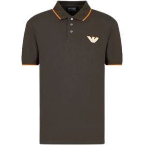 Emporio Armani, Klassiek Polo Shirt voor Heren Bruin, Heren, Maat:M