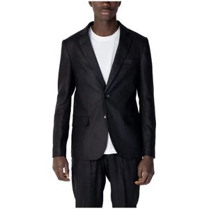 Antony Morato, Jassen, Heren, Zwart, XL, Linnen, Zwarte Blazer Knoopsluiting Revers