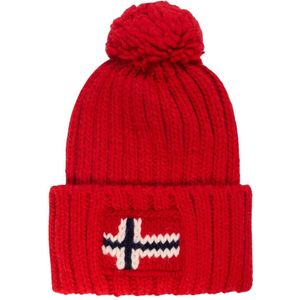 Napapijri, Accessoires, unisex, Rood, ONE Size, Wol, Rode wollen muts met pompon