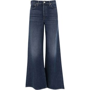 Mother, Jeans, Dames, Blauw, W26, Denim, Wijde Pijp Stretch Denim Jeans