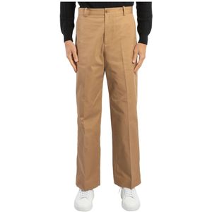 Maison Kitsuné, Katoenen Gabardine Chino Broek Beige, Heren, Maat:M