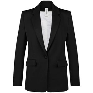 Drykorn, Atlin_2 Blazer, Zwart, Slim Fit, Schoudervullingen Zwart, Dames, Maat:XS