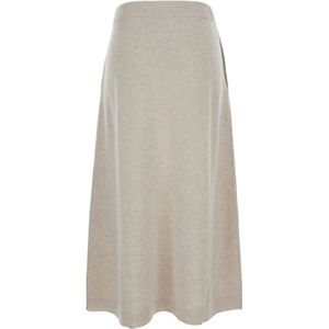 Brunello Cucinelli, Rokken, Dames, Beige, S, Kasjmier, Beige Cashmere A-lijn Midi Rok