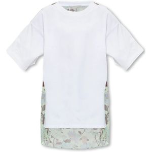 Stella McCartney, T-shirt met zijden achterkant Wit, Dames, Maat:2XS