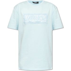 Versace, Tops, Dames, Blauw, M, Katoen, T-shirt met logo