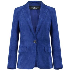 Luisa Cerano, Jassen, Dames, Blauw, M, Corduroy Blazer Klassieke Stijl