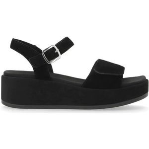 Remonte, Schoenen, Dames, Zwart, 39 EU, Suède, Zwarte Casual Platte Sandalen