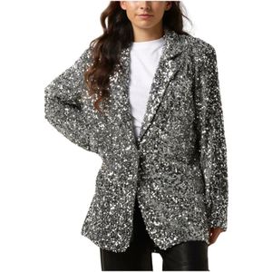 Notre-v, Jassen, Dames, Grijs, XS, Polyester, Glitter Velvet Blazer