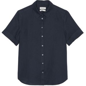 Marc O'Polo, Blouses & Shirts, Dames, Blauw, 2Xs, Linnen, Reguliere korte linnen blouse