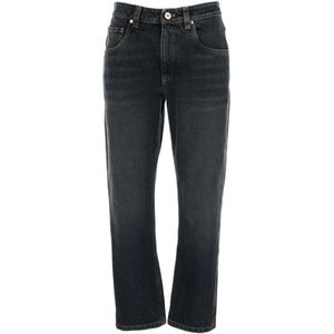 Brunello Cucinelli, Broeken, Dames, Zwart, S, Katoen, Zwarte High-Waisted Five-Pocket Jeans