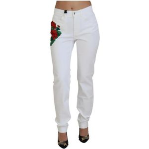 Dolce & Gabbana, Broeken, Dames, Wit, S, Katoen, Prachtige witte skinny jeans